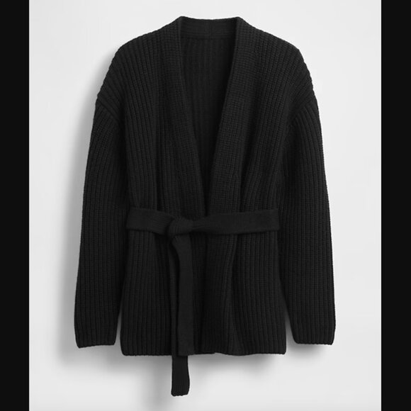 NWT GAP Cotton-Blend Wrap Cardigan Sweater in Black - Picture 12 of 13